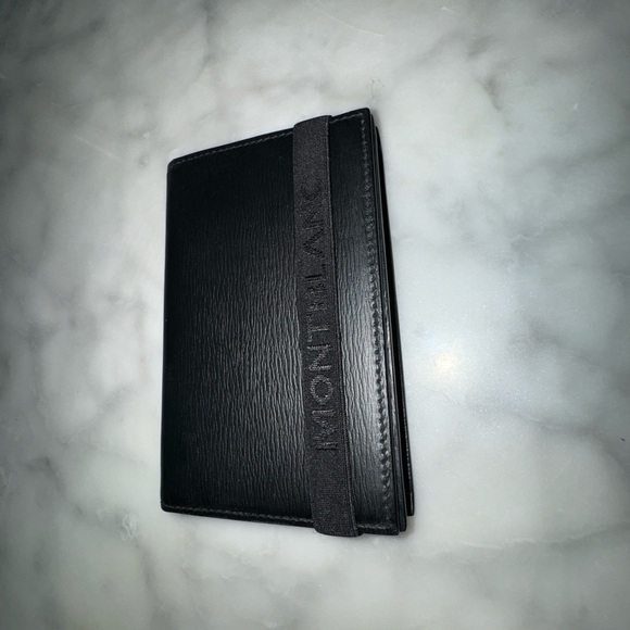 Mont Blanc Wallet and Card Holder 4.4x2.8’ NWOT Black Leather - Picture 1 of 14